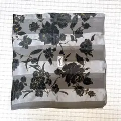 【ヴィンテージ】YSL／イヴサンローラン　シルクスカーフ 花柄 グレー