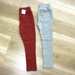 【新品/記名無】子ども用ストレートボトムス 110×2枚セット(灰＆赤)