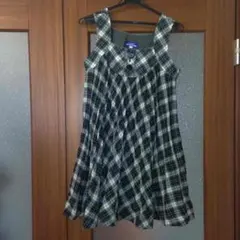 新品 バーバリーブルーレーベル プリーツワンピース 38 フリル チェック