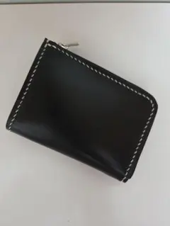 コンパクトウォレット　スムースレザー　ブラック　ハンドメイド　L字
