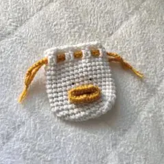 編み物 アヒルの巾着ポーチ イヤホンケース 小物入れ ハンドメイド