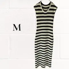 Dazy ニットワンピース ロング マキシ丈 M ノースリーブ モノトーン