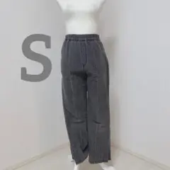 ダブルクローゼット ワイドデニムパンツ グレー S ウエストゴム ストレッチのサムネイル