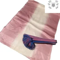 新6 華 帯揚げ 帯締め セット 紫 ベージュ グラデーション 花