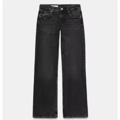 TRF ローライズワイドレッグデニムパンツ　ブラック　EU40