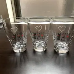 猫のイラスト付きガラスグラス3個セット　猫の後ろ姿