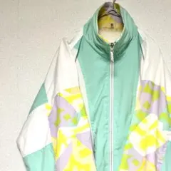 ナイロンジャケット マルチカラー ペールトーン ライトグリーン 黄緑 y2k