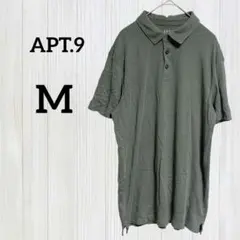 APT.9【M】半袖 ポロシャツ オリーブグリーン 綿 ゆったり ヴィンテージ