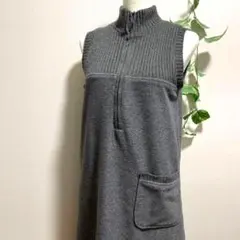 ベスト ワンピース ジップアップ グレーレディース M