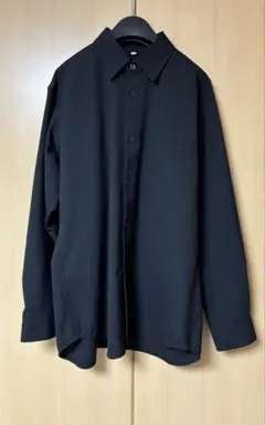 無印良品 紳士 ウール混レギュラーカラーシャツ紳士S・黒 muji labo