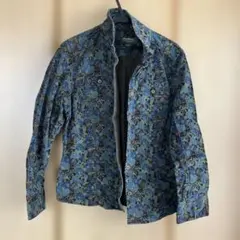 Eddie Bauer 花柄長袖シャツ・青系　厚手生地　LLサイズ