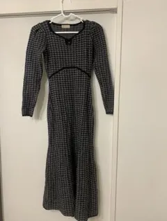 RESEXXYバイカラーツイードニットワンピース