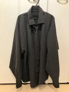 NO ID.ネクタイ付きブラックストライプシャツ サイズONE