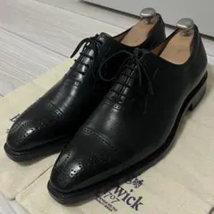 未使用級✨️スーツセレクト 革靴 ストレートチップ メダリオン 黒 レザー