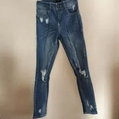 GORGE スキニーデニム ライトブルー ダメージ加工