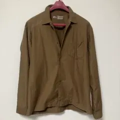 無印良品　長袖ジャケットシャツ　コットン　ボタン　茶　 L