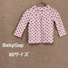 女の子【ベビーギャップ】80サイズ　ピンク　ハイネック　長袖　リボン柄　ボタン付のサムネイル