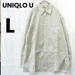 ユニクロU UNIQLOストライプ長袖シャツ L オーバーサイズ 綿100 春秋