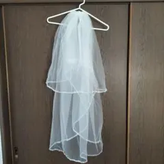 ホワイトウェディングベール パール装飾 コーム付き