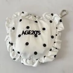 フリルドット柄　AGE20'S ハート型エコバッグ ポケッタブル フック付き