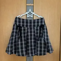 INGNI ベロアリボンツイードプリーツスカパン ブラック