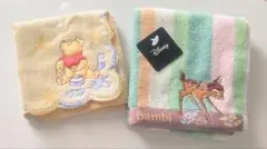 ディズニー タオルハンカチ Poohさん、バンビ 2種セット 未使用