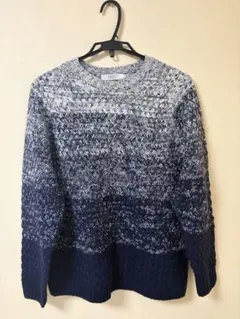 BEAMS LIGHTS グラデーションニット 紺 ホワイト