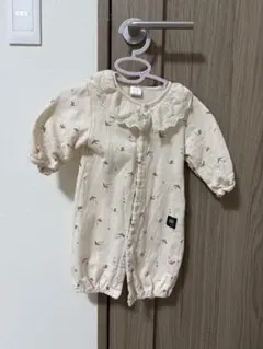 futafuta 花柄ロンパース クリーム色