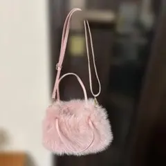 未使用ピンクファーバッグ2wayショルダー取り外し可能パーティーフォーマルにも