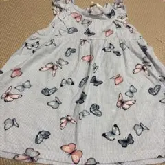 H&M 蝶プリント ノースリーブワンピース
