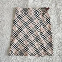 バーバリー/Burberry 巻きスカートベルト付 フリンジ 42ノバチェック柄 バーバリー/Burberry 巻きスカートベルト付 フリンジ 42ノバチェック柄