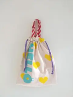 持ち手付き巾着小（イエロー♡）