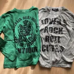 長袖カットソー2枚セット 緑 グレー