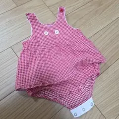 ギンガムチェック　ロンパース　80