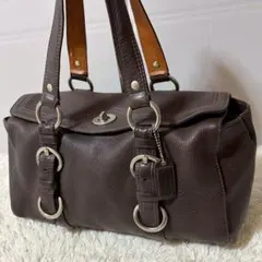 COACH レザー トートバッグ 茶 ターンロック Y2K 大容量 通勤 普段