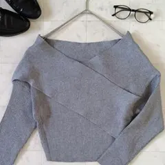 GRL グレーニット レディース デザインネック 長袖 リブ　S