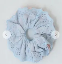 水色とピンクのフリルシュシュ