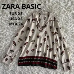 ザラベーシック　ZARA BASIC 長袖シャツ　総柄　スキッパー　XS 気球のサムネイル
