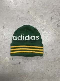 00s adidas アディダス　ニット帽　ビーニー　緑　y2k レトロ　古着