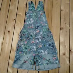 GAP 花柄　デニムオーバーオール　ショートパンツ