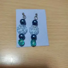 青系バラのピアス