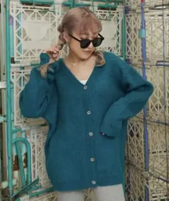 SHAGGIE ニットカーディガン　グリーン