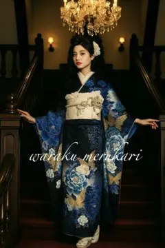 ♦︎御専用ページ♦︎大胆な牡丹と蝶々の紋様振袖♦︎成人式♦︎銀通し♦︎正絹逸品