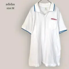 【アディダス】adidas   ポロシャツ　半袖　メンズ　ホワイト　ロゴ刺繍