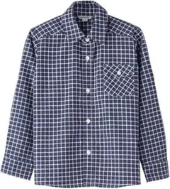シャツ キッズ ボーイズ チェック柄 長袖 ネイビー 9~10歳