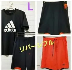 adidas メンズ L 半袖 トップス Tシャツ ハーフパンツ セットアップ