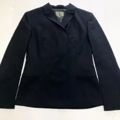 美品 カルバンクライン 毛100％ ジャケット スーツ ブラック 無地 黒 4