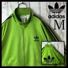 【希少】ヴィンテージ アディダス ジャージ ライムグリーン 黄緑 M ブラック