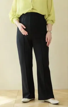 LEPSIM マタニティ ブラック センタープレス スラックス パンツ