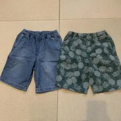 UNIQLO ハーフパンツ 140cm デニム・パイナップル柄
